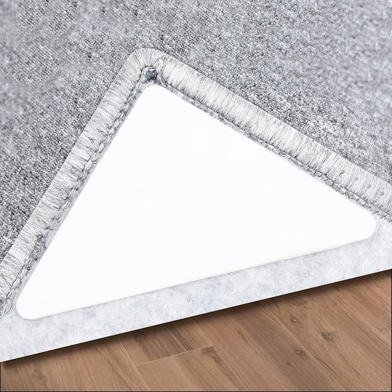 Sollifa 12Pcs Rug Tape Dual Sided Washable Removable Prevent Curling Corner Carpet Holder Keep Rug in Place Non Slip Adhesive Rug StickersHardwood Floors and Tile