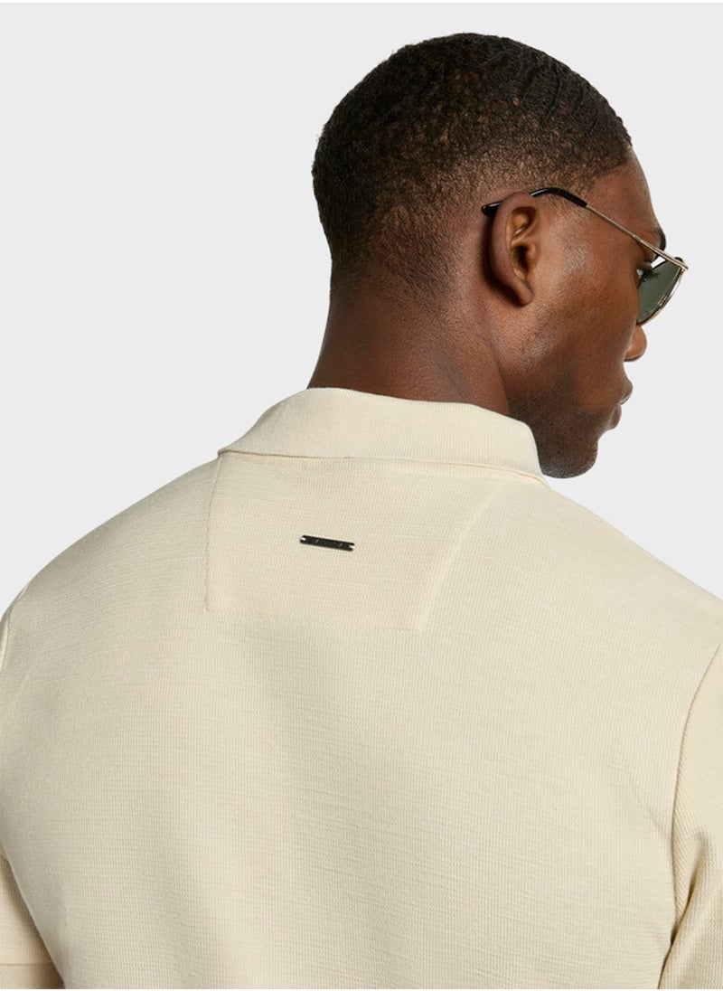 Men's Beige Short Sleeve Zip Polo Shirt, Stylish Lightweight Knit for Sophisticated Summer Style - pzsku/Z7311734CF63BD594E89BZ/45/_/1737097922/0afade7b-a7df-4b87-b5ab-a1550e63f79a