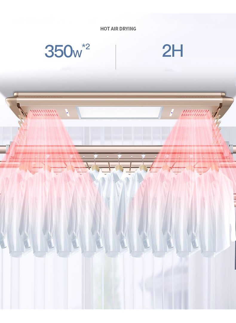 Rainbow Drywell Rainbow Drywell Intelligent with LED UV Heater Voice Operated Remote Controlled Cloth Dryer 5 Year Motor Warranty Metal Body for Drying in Passage Balcony Roof Ceiling Gold All Function 4ft7ft  - Image 3