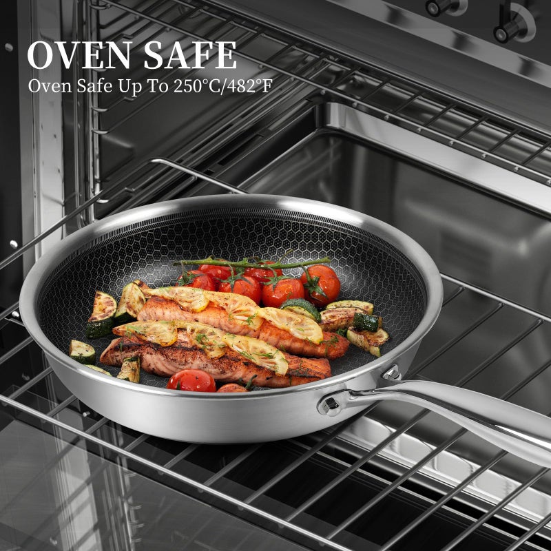 Innerwell Stainless Steel Frying Pan 8 Inch Nonstick Honeycomb Coatings Skillet for Eggs & Omelettes-Non Toxic Healthy Kitchen Cooking Pan Compatible with All Cooktops - Image 5