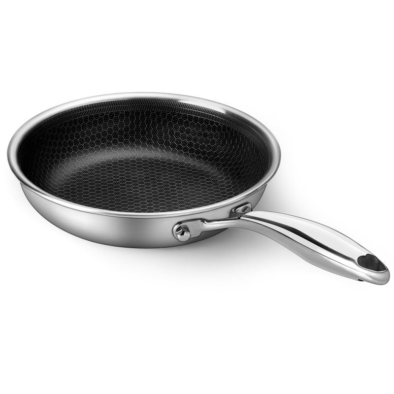Innerwell Stainless Steel Frying Pan 8 Inch Nonstick Honeycomb Coatings Skillet for Eggs & Omelettes-Non Toxic Healthy Kitchen Cooking Pan Compatible with All Cooktops - Image 1