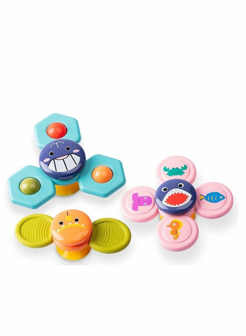 Y&D Baby Cup Spinner Toy with Suction 3 Pack Bath Toys Cartoon Spinning Lovely Gift for and Children - Image 1