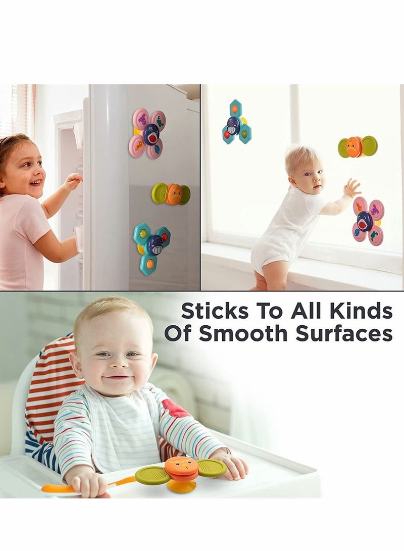 Y&D Baby Cup Spinner Toy with Suction 3 Pack Bath Toys Cartoon Spinning Lovely Gift for and Children - Image 2