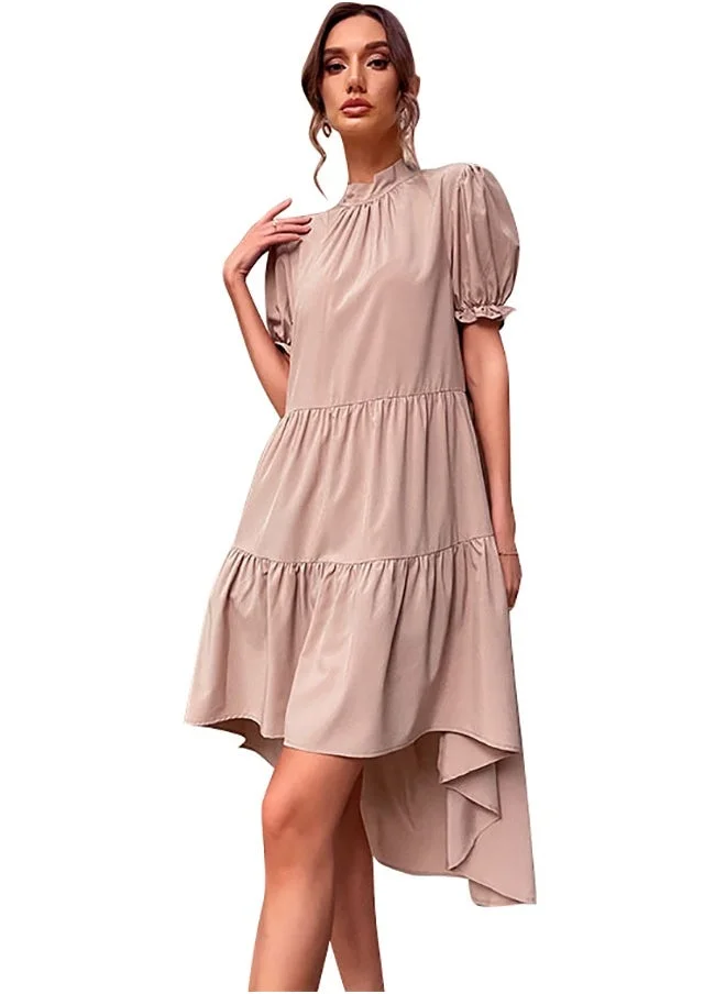 YUNIQEE Beige Solid Midi Dress