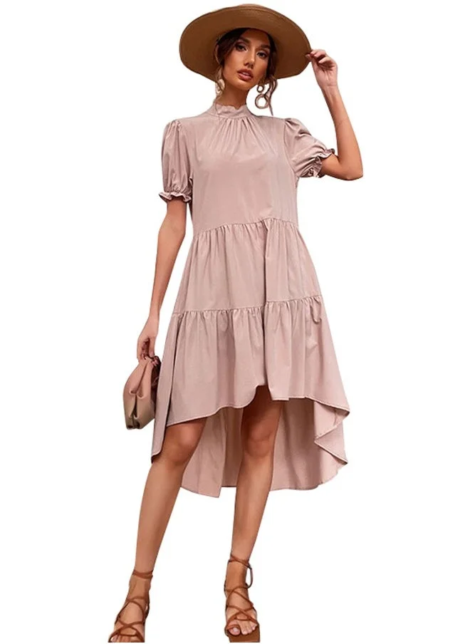 يونيكي Beige Solid Midi Dress