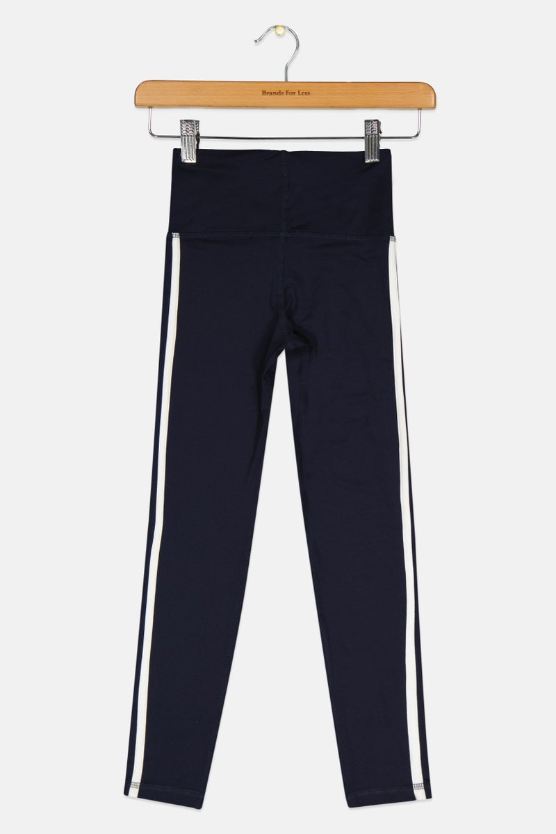 Adidas Kids Girl Sportswear Fit Brand Logo Pull On Leggings, Navy - Image 2