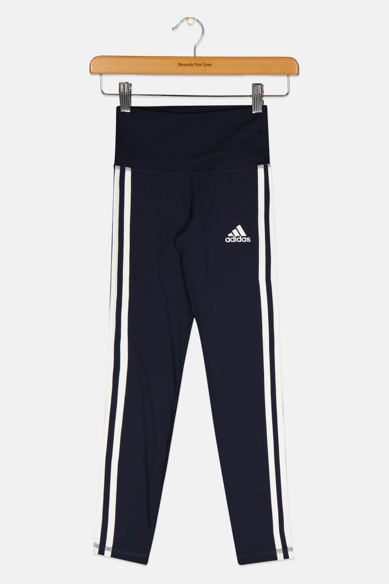Adidas Kids Girl Sportswear Fit Brand Logo Pull On Leggings, Navy - Image 1