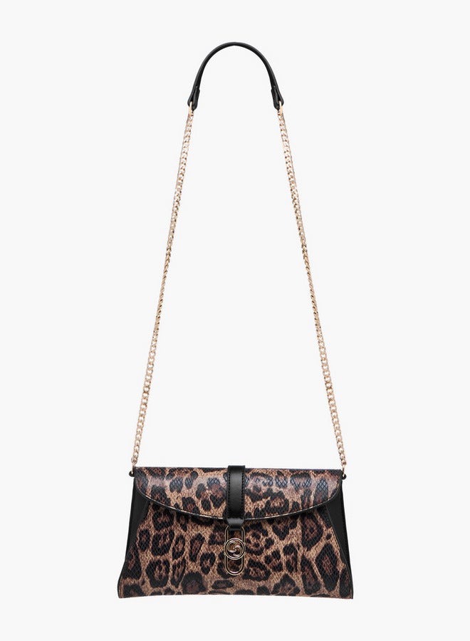 سيليست حقيبة كروس بودي بطبعة حيوان بحزام سلسلة وإغلاق قلاب - Image 3