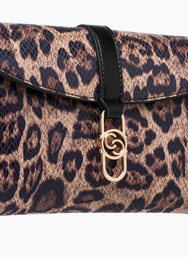 سيليست حقيبة كروس بودي بطبعة حيوان بحزام سلسلة وإغلاق قلاب - Image 5