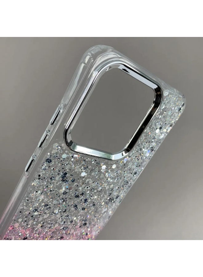 Case For iPhone Case, Clear Glitter Bling Sparkly, Soft TPU Frame Bumper, Hard-Back Cover for Women & Girls, Transparent Protective Phone Case (Glitter Pink & Silver, iPhone 16 Pro Max) - Image 4