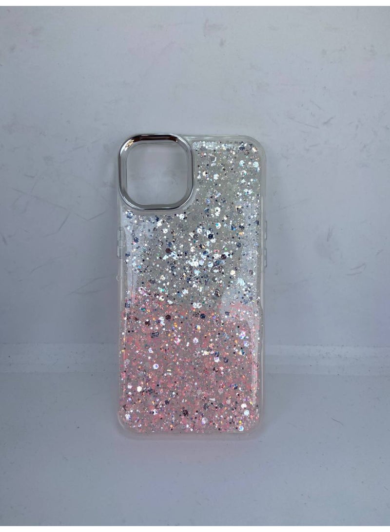 Case For iPhone Case, Clear Glitter Bling Sparkly, Soft TPU Frame Bumper, Hard-Back Cover for Women & Girls, Transparent Protective Phone Case (Glitter Pink & Silver, iPhone 16 Pro Max) - Image 3