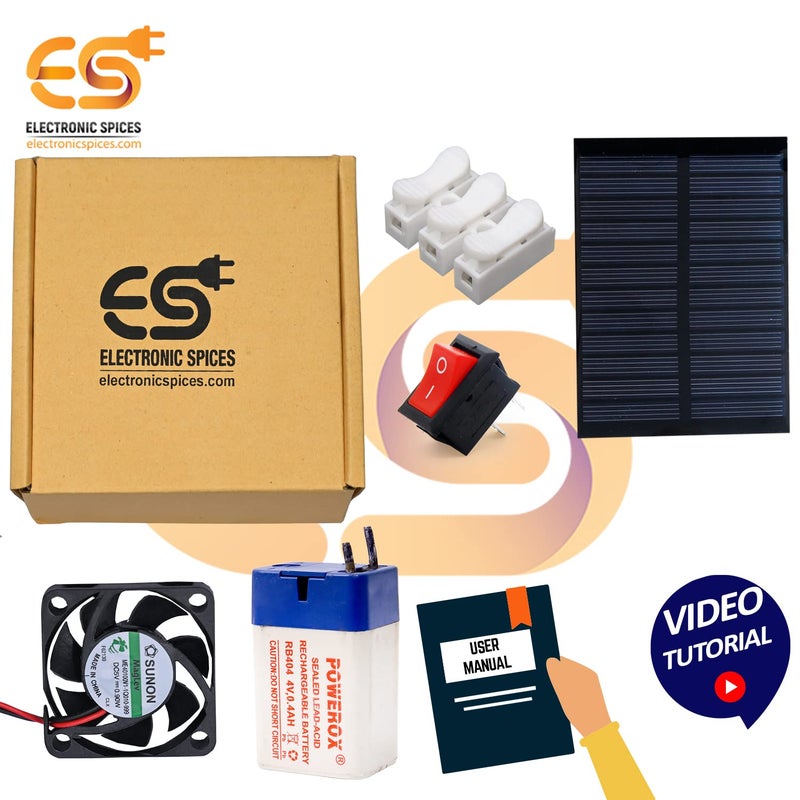 Electronicspices مجموعة مروحة عادم شمسية قابلة لإعادة الشحن صغيرة (شمسية، مفتاح، موصل دفع، مروحة تبريد، بطارية) مع فيديو تعليمي ودليل مستخدم مجموعة ألعاب تعمل بالطاقة الشمسية - Image 2