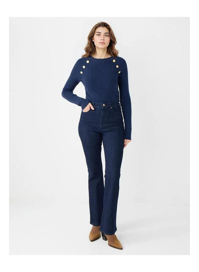 Jimmy Key Mid Rodeo High Waist Wide Leg Long Denim Pants