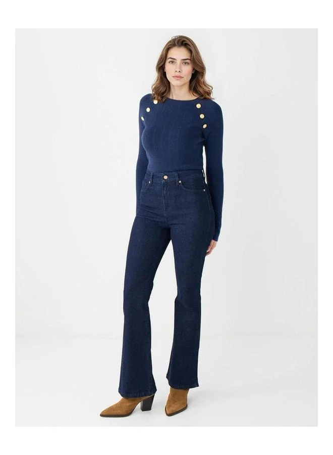 Jimmy Key Mid Rodeo High Waist Wide Leg Long Denim Pants