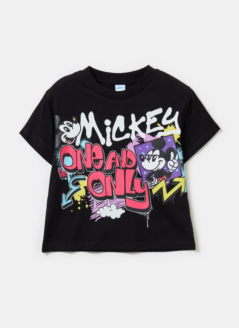 Ovs Cotton T-shirt with Mickey Mouse print
