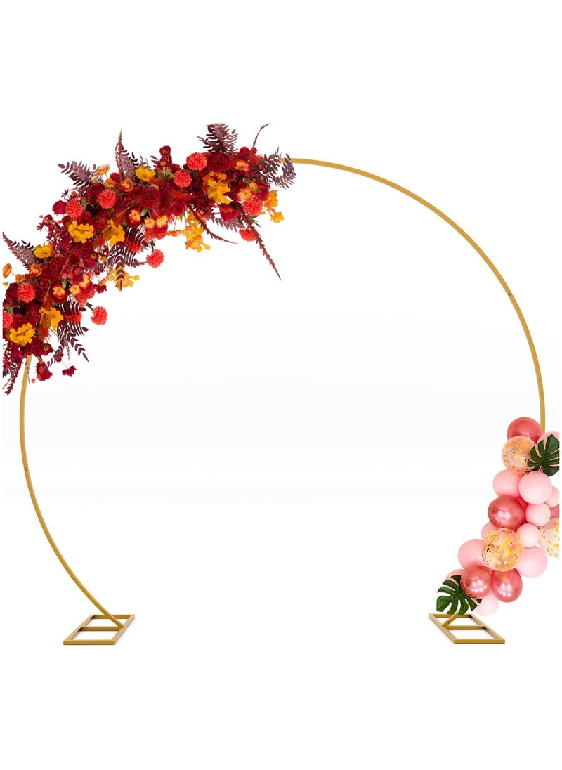 Jorunb Round Backdrop Stand, 8FT Wedding Balloon Arch Stand Gold Circle Balloon Arch Frame for Wedding Ceremony Birthday Party Anniversary  Celebration Gold Backdrop Stand Decoration  - Image 1