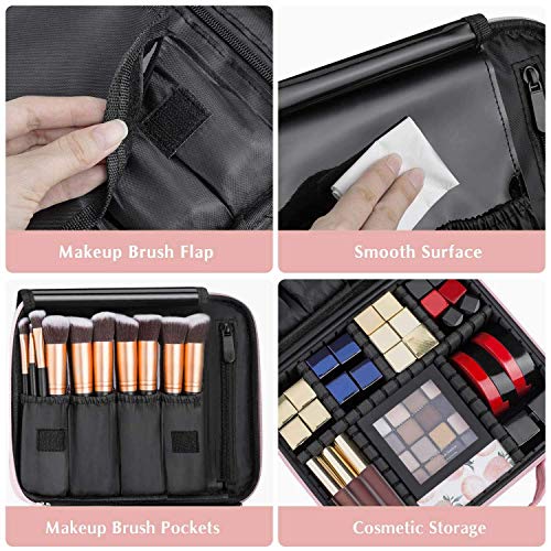 SHAMAX® Professional Makeup Case Organizer Bag for Women Cosmetic Bag for Makeup Storage Vanity Bag for Cosmetics, Travel Cosmetic Kit Storage Organiser (Pink) (26l x 23b x 9h cm) - Image 5