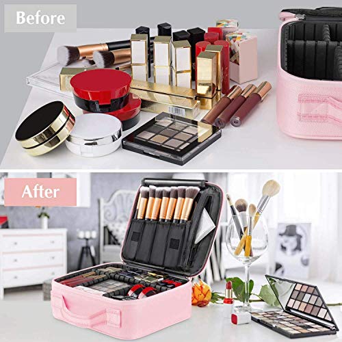 SHAMAX® Professional Makeup Case Organizer Bag for Women Cosmetic Bag for Makeup Storage Vanity Bag for Cosmetics, Travel Cosmetic Kit Storage Organiser (Pink) (26l x 23b x 9h cm) - Image 4