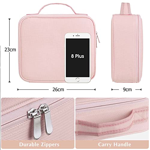 SHAMAX® Professional Makeup Case Organizer Bag for Women Cosmetic Bag for Makeup Storage Vanity Bag for Cosmetics, Travel Cosmetic Kit Storage Organiser (Pink) (26l x 23b x 9h cm) - Image 3