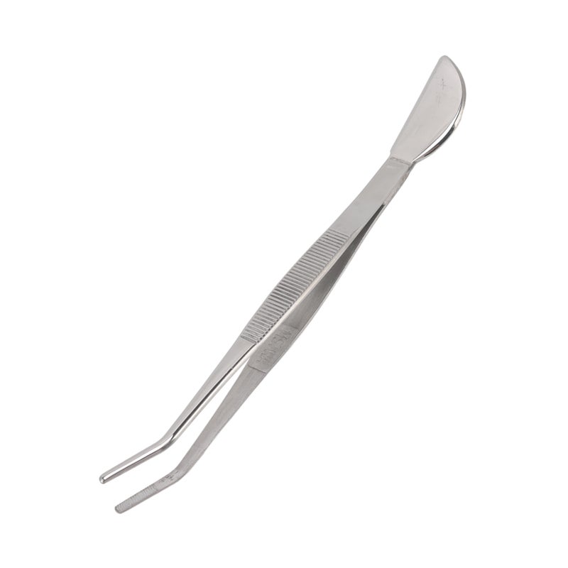 Stainless Steel Bonsai Tweezers Long Tweezers with Crescent Moon Spatula Head for Potted Loosening Soil Planing Grass Curved Style - Image 3