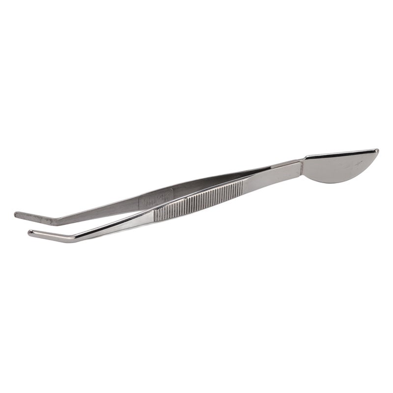 Stainless Steel Bonsai Tweezers Long Tweezers with Crescent Moon Spatula Head for Potted Loosening Soil Planing Grass Curved Style - Image 1
