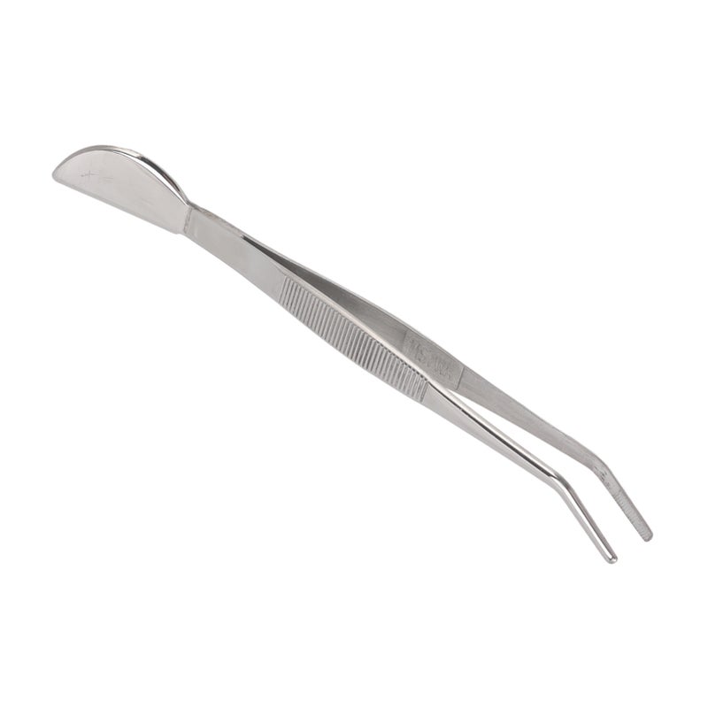 Stainless Steel Bonsai Tweezers Long Tweezers with Crescent Moon Spatula Head for Potted Loosening Soil Planing Grass Curved Style - Image 2