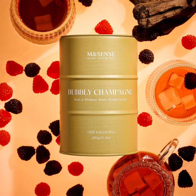 M&SENSE Bubbly Champagne Large Candles for Home Scented, Candles Gifts for Women & Men, Natural Soy Candles, House Warming Gifts New Home, 120 Hours Long Burning, 21.2 oz - Image 2