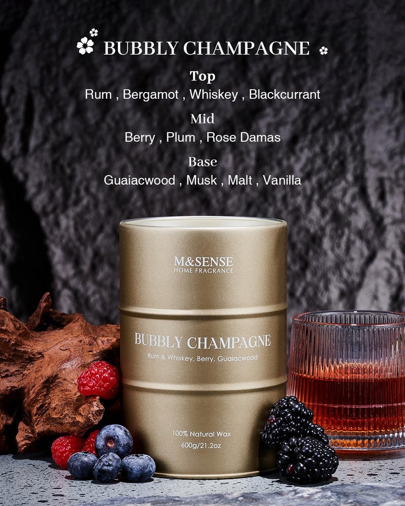 M&SENSE Bubbly Champagne Large Candles for Home Scented, Candles Gifts for Women & Men, Natural Soy Candles, House Warming Gifts New Home, 120 Hours Long Burning, 21.2 oz - Image 3