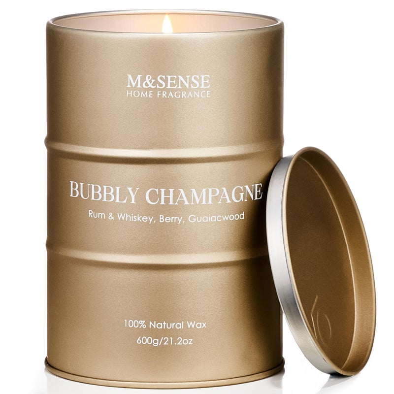 M&SENSE Bubbly Champagne Large Candles for Home Scented, Candles Gifts for Women & Men, Natural Soy Candles, House Warming Gifts New Home, 120 Hours Long Burning, 21.2 oz - Image 1