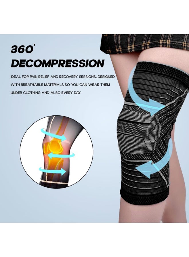 KONEX Elastic & Breathable Knee Cap Support Sleeves | Ideal for Sports, Workouts, Pain Relief, Knee Cap Compression Support, Running, Cycling & Exercise | Medium | Black (1 Pair) - Image 3