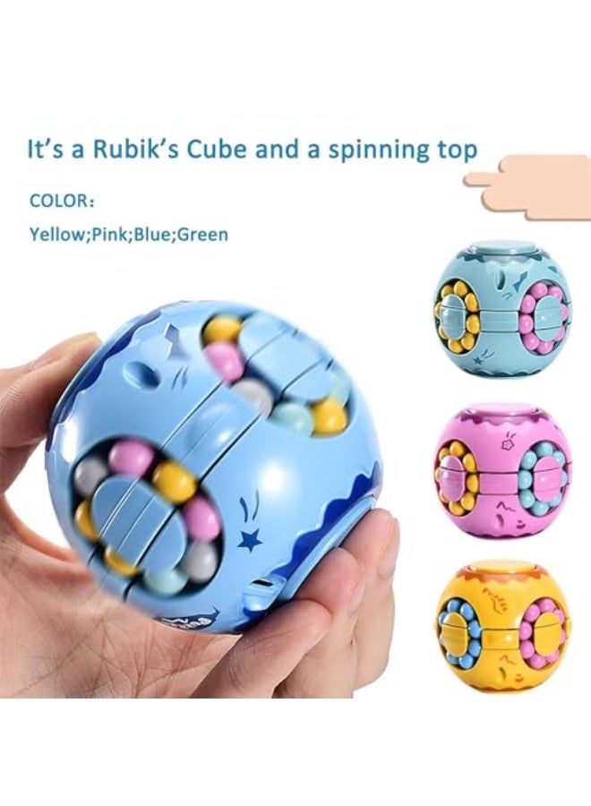 JZS Rotating Magic Bean Cube Fidget Puzzle Toys Anti Stress Ball IQ Games Educational Sensory Easter Gift for Boys Girls Kids Children Adults,3D Puzzle Magic Cube Fidget Spinner Toys (Blue) - Image 3