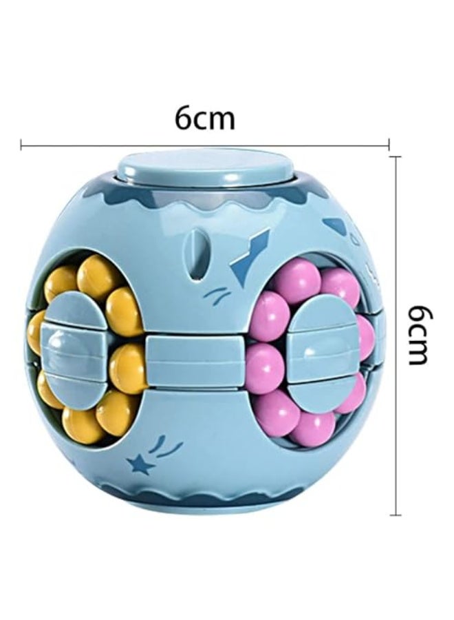 JZS Rotating Magic Bean Cube Fidget Puzzle Toys Anti Stress Ball IQ Games Educational Sensory Easter Gift for Boys Girls Kids Children Adults,3D Puzzle Magic Cube Fidget Spinner Toys (Blue) - Image 2