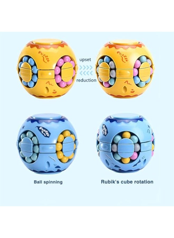 JZS Rotating Magic Bean Cube Fidget Puzzle Toys Anti Stress Ball IQ Games Educational Sensory Easter Gift for Boys Girls Kids Children Adults,3D Puzzle Magic Cube Fidget Spinner Toys (Blue) - Image 5