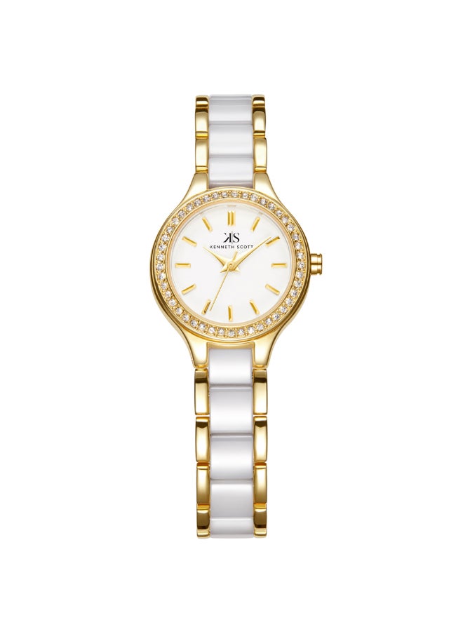 KENNETH SCOTT - Kenneth Scott Women's PC21 Movement Watch, Analog Display and Alloy+ceramic Strap - K23509-GCWW, White - Image 1