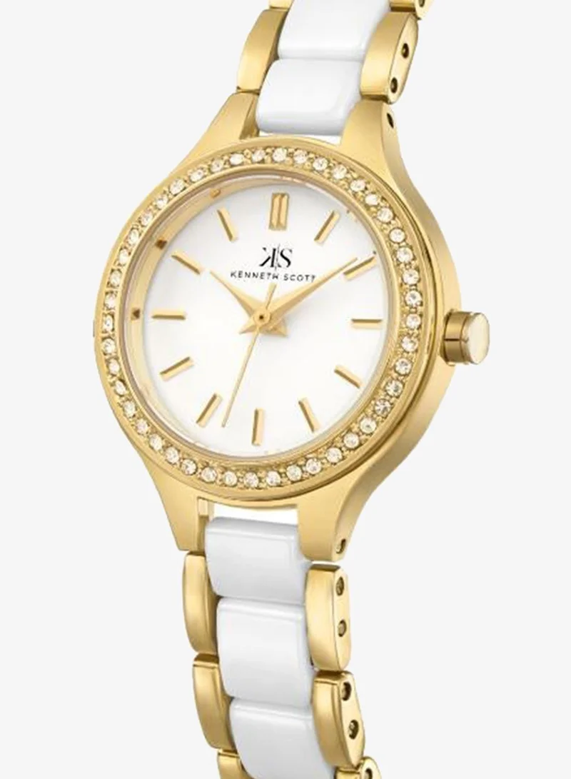 Kenneth Scott White Women's Alloy+ceramic Analog Watch K23509-GCWW - 26 mm for Women | Best Price UAE
