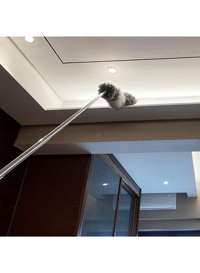 promass Microfiber Electrostatic Telescoping Duster, Extendable Duster Up to 250 cm, Stainless Steel Pole, Bendable Detachable Duster Head, Washable - The Thick Rod - Image 1