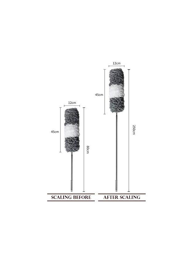 promass Microfiber Electrostatic Telescoping Duster, Extendable Duster Up to 250 cm, Stainless Steel Pole, Bendable Detachable Duster Head, Washable - The Thick Rod - Image 2