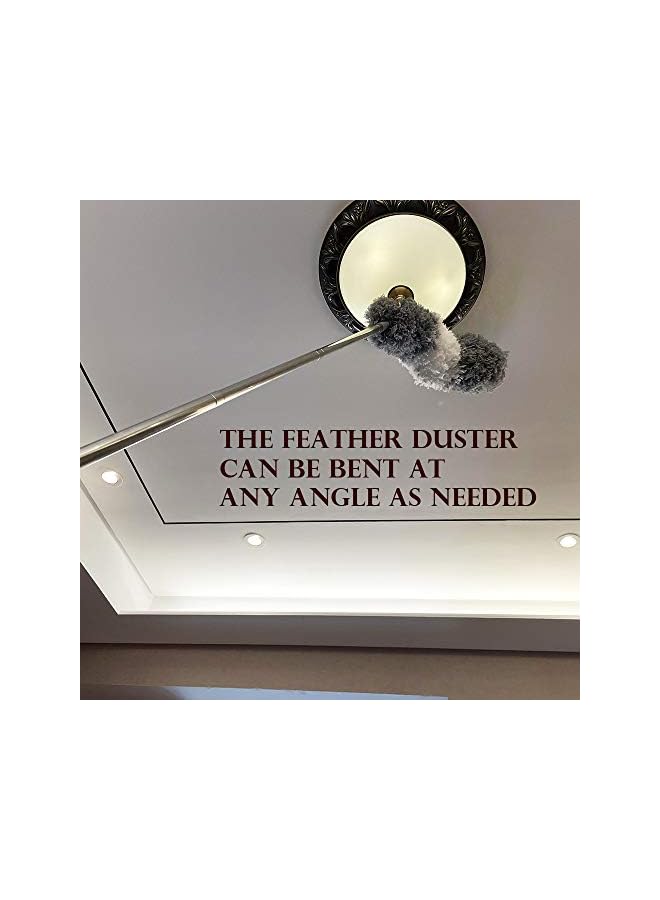 promass Microfiber Electrostatic Telescoping Duster, Extendable Duster Up to 250 cm, Stainless Steel Pole, Bendable Detachable Duster Head, Washable - The Thick Rod - Image 4