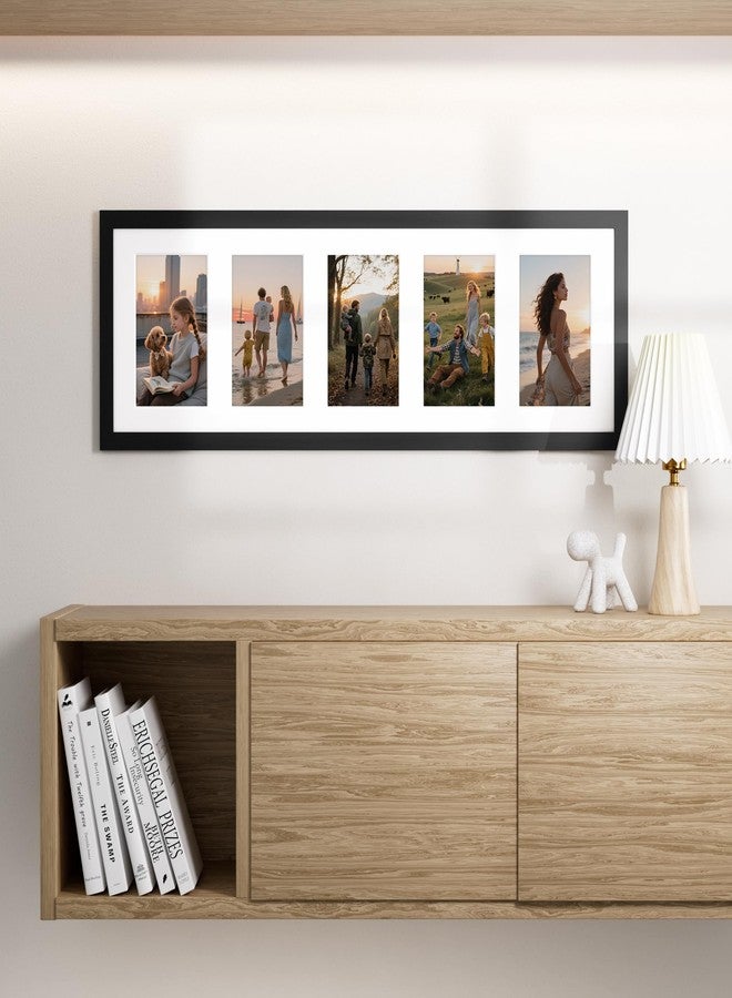 Vittanly إطار صور مجمعة من فيتانلي، مقاس 8×24، يعرض 5 صور مقاس 4×6 مع إطار داخلي، ديكور حائط مجمع للصور، مناسب للعرض الأفقي أو الرأسي، أسود، عبوة واحدة - Image 5