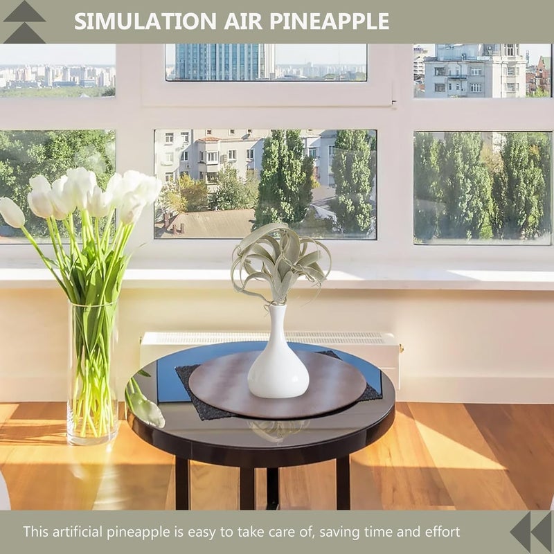 Simulation Pineapple Artificial Plant Home Decor, 26x25cm Green Faux Air Plant for Party Supply and Indoor Table Decoration - Image 4