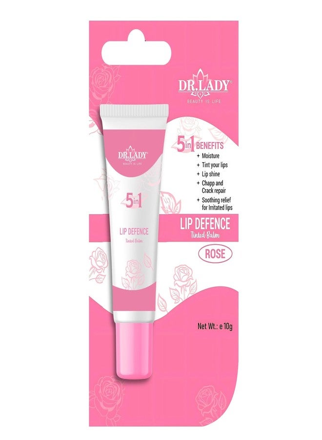 ADOERE 5 In 1 Lip Defence Tinted Balm for Dark, Dry, Chapped and Pigmented Lips, Gives 24 hours moisturization, Peptide Lip Balm for Women 100% Active Natural Ingredients - 10gm (Rose) - Image 1