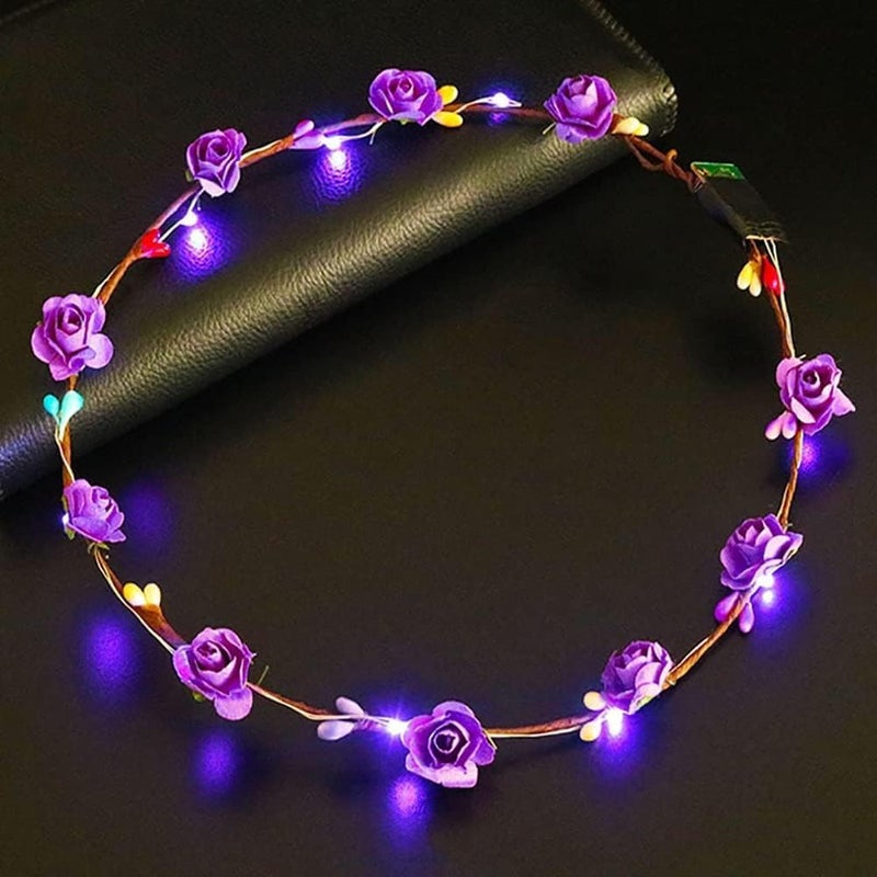 Cldaisy LED Flower Headband, Light Up Flower Crown Garland Headband Headdress Floral for Girls Hair Accessories Birthday Wedding Festival Holiday Favours Party Supplies,Hair Accessories - Image 1