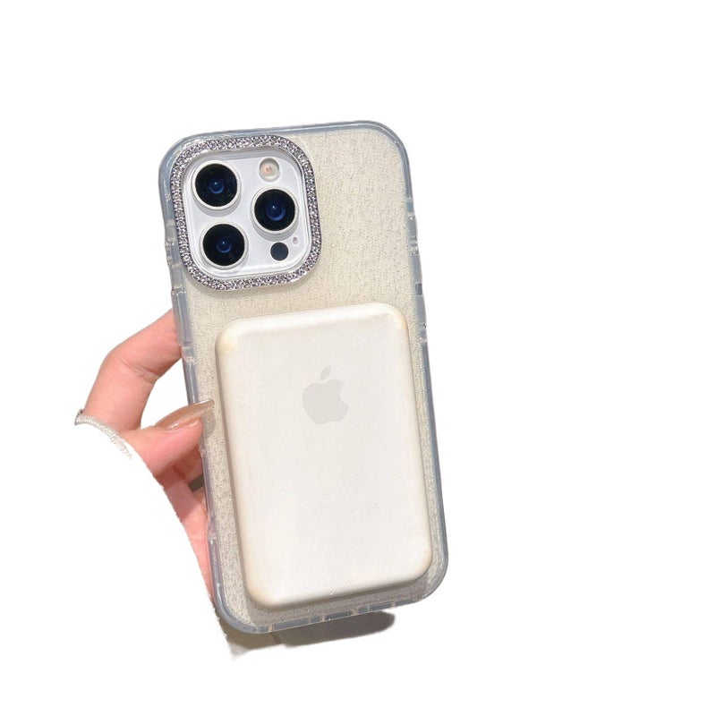 غطاء MagSafe بPC لـ iPhone 17 / 17 Air / 17 Pro / 17 Pro Max مع حماية من السقوط وحامل قائم مع مقاوم للصدمات مع بريق لامع مع مغناطيسي باللون أبيض بوظيفة حامل باللون الأبيض - Image 4