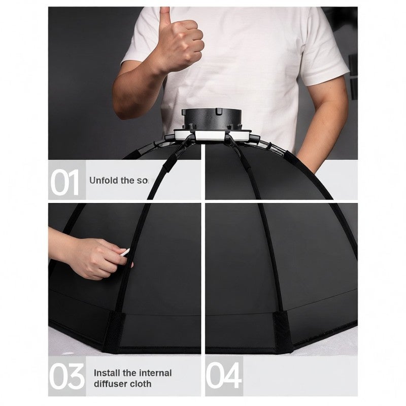 Bowens Mount 55cm/22in Octagon Softbox - Dual Removable Diffuser Cloths Foldable Light Modifier for Studio Flash LED Video Light Portrait Product Wedding Photography Live Streaming - Image 5