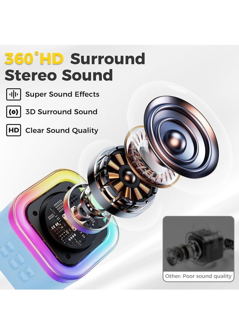 TRASSLE Mini Karaoke Machine for Kids Gifts Adults (Cute Little & Portable) Bluetooth Speaker with Wireless Microphone (Sound Loud) Birthday Gifts for Girls 3-12 Years Old Toddler Toys (Blue)  - Image 3