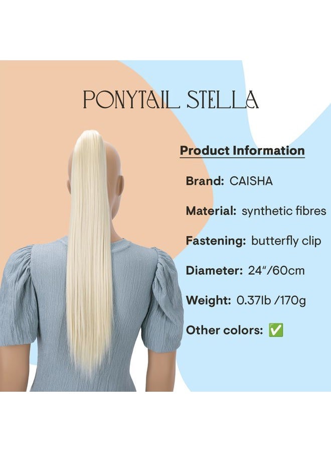 CAISHA 24" Hairpiece Ponytail Clip On Extension Long Hair Straight Platinum Blonde H618 - Image 2