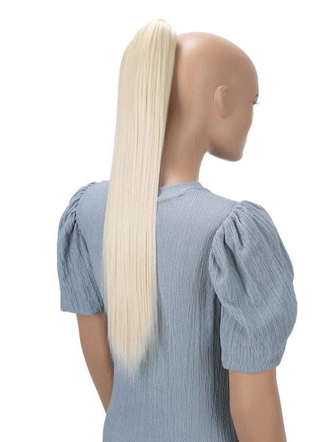 CAISHA 24" Hairpiece Ponytail Clip On Extension Long Hair Straight Platinum Blonde H618 - Image 1