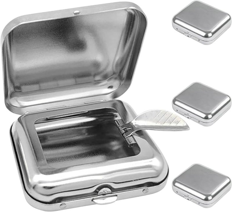 GALPADA 4 قطع منفاخة سجائر صغيرة محمولة من الفولاذ المقاوم للصدأ مع غطاء للسفر والسيارة والمكتب - Image 1