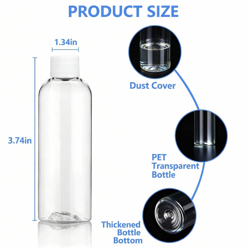 AskBed 6 Pack 2 Oz (60ml) Clear Plastic Shot Bottles with caps - Small Bottles for Health, Immunity, Wellness, Samples - Perfect for Ginger Juice & Personal Care on the Go - Image 2