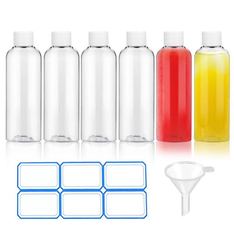AskBed 6 Pack 2 Oz (60ml) Clear Plastic Shot Bottles with caps - Small Bottles for Health, Immunity, Wellness, Samples - Perfect for Ginger Juice & Personal Care on the Go - Image 1